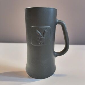 Vintage Playboy Club Glass Metal Silver Black Pewter Beer Stein Mug
